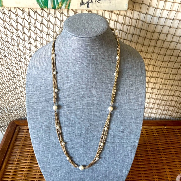 Vintage EMMONS ADJUSTABLE MULTI STRAND & FAUX PEARLS NECKLACE - Picture 1 of 4